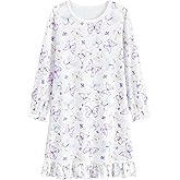 Little Hand Girls Long Sleeve Nightgowns Toddler Cotton Sleep Shirts Butterfly Sleepwear Cat Nightdress for Girl 2-10 Years