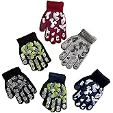 stablerice 6 Pairs Girls Boys Magic Stretch Gripper Gloves Stretch Winter Kids Gloves Camouflage Full Fingers Glove for Boys 5-8 Years old Winter Camo Glove for Children