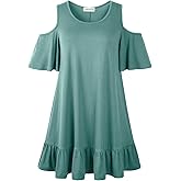LARACE Plus Size Cold Shoulder Tops For Curvy Women Summer Short Sleeve Tunics Dressy Casual Shirts Loose Fit Pleated Blouses