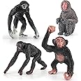Atralo Service Monkey Figures Wild Life Jungle Animal Model Playsets 4 PCS Orangutans Gibbon Golden Monkey Figurines Party Favors Toys for Boys Girls Kids Toddlers