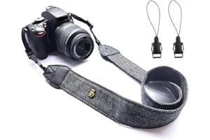 WANBY Camera Soft Shoulder Neck Strap with Quick Release Buckles for DSLR SLR (Black)