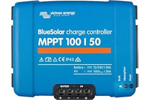 Victron Energy BlueSolar MPPT Solar Charge Controller - Charge Controllers for Solar Panels - 100V, 50 amp, 12/24-Volt
