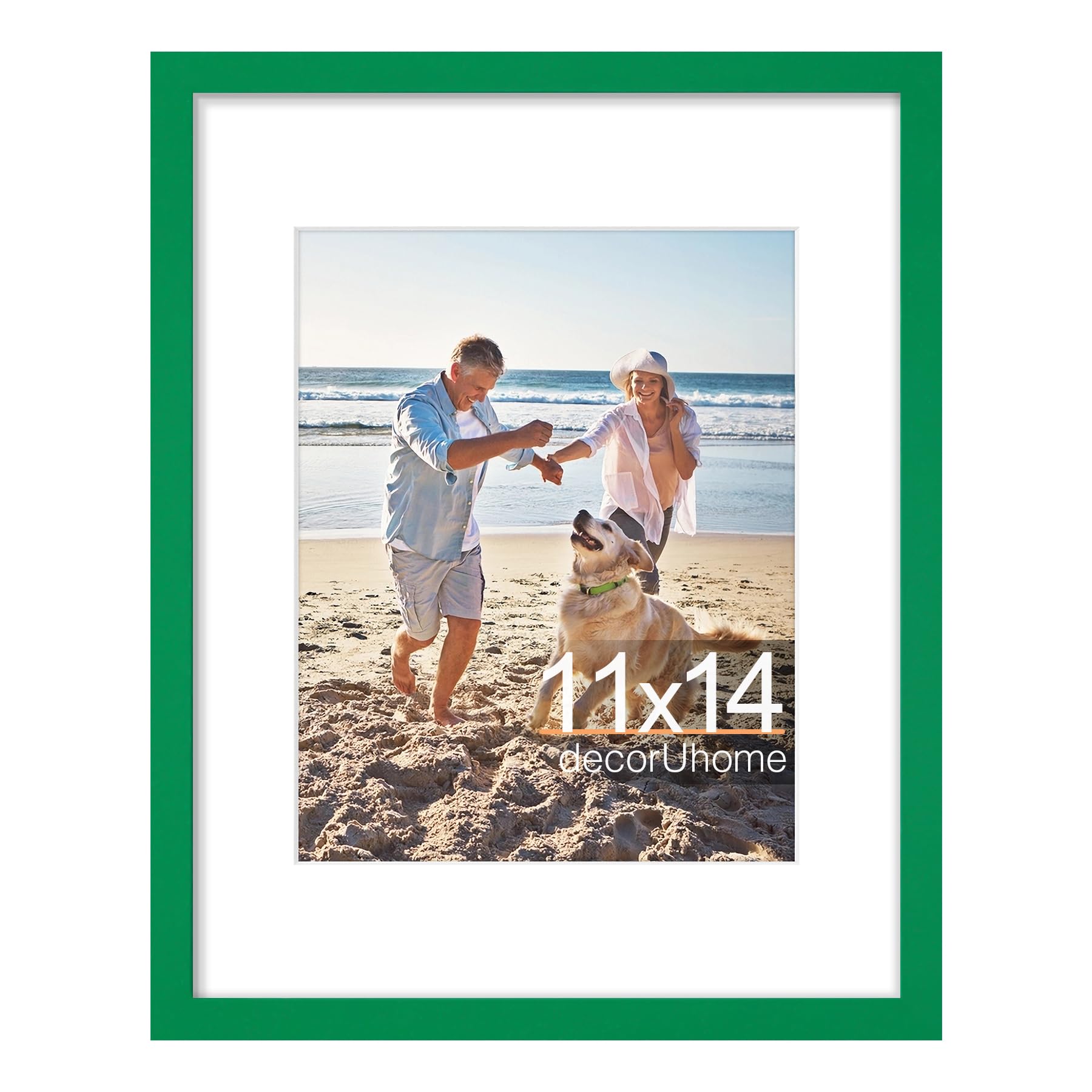 Photo 1 of **FRAME GLASS SCRATCHED / CUT** decorUhome 11x14 Picture Frame, Display Pictures 8x10 with Mat or 11x14 without Mat, Wall Mounting Photo Frame, Green, 1 Pack