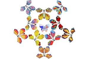 Scettar 10 PCS Magic Flying Butterfly Fairy Flying Toys Wind up Rubber Band Powered Butterfly Toys Decoration for Colorful Bookmark and Greeting Card Surprise Gift