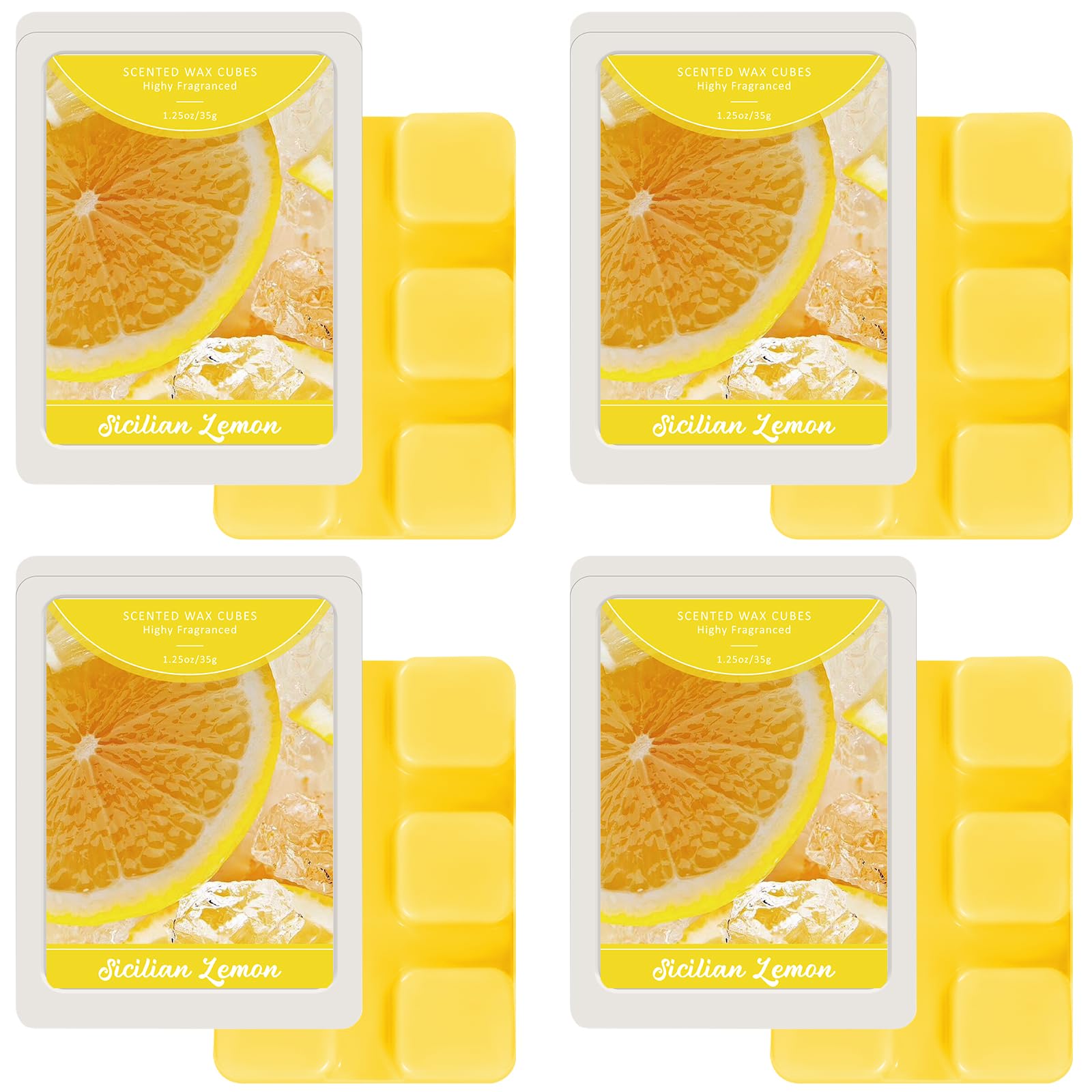 STRN Wax Melts Soy Wax Cubes 4 Pack Sicilian Lemon Scented, Long-Lasting Fragrance Scented Wax Cubes for Warmers Natural Soy Wax for Candle Wax Melts (4 x 1.25oz)