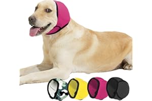 BAMY Swimming Waterproof Dog Ear Caps Calming Large Dog Ears Cover Shower Cap for Ear Protection for Bath for Grooming (Pink,