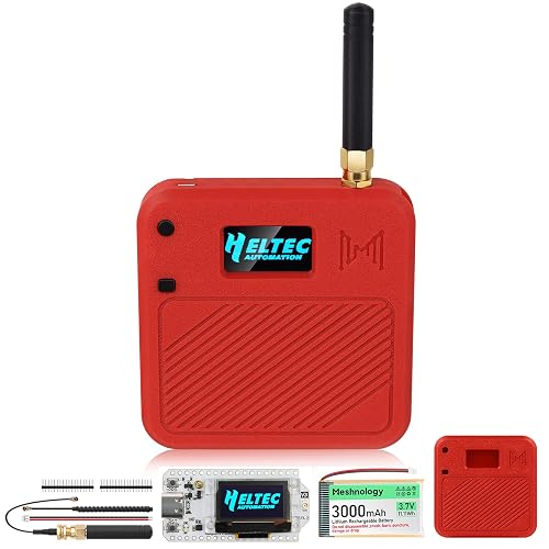Red Meshtastic ESP32 LoRa V3 Development Board with 915MHz Antennas + 3000mAh Battery ...