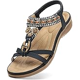 Littleplum Womens Sandals Arch Support Summer Beach Sandals Comfort Walking Shoes Bohemian Flip Flops Sandals for Women