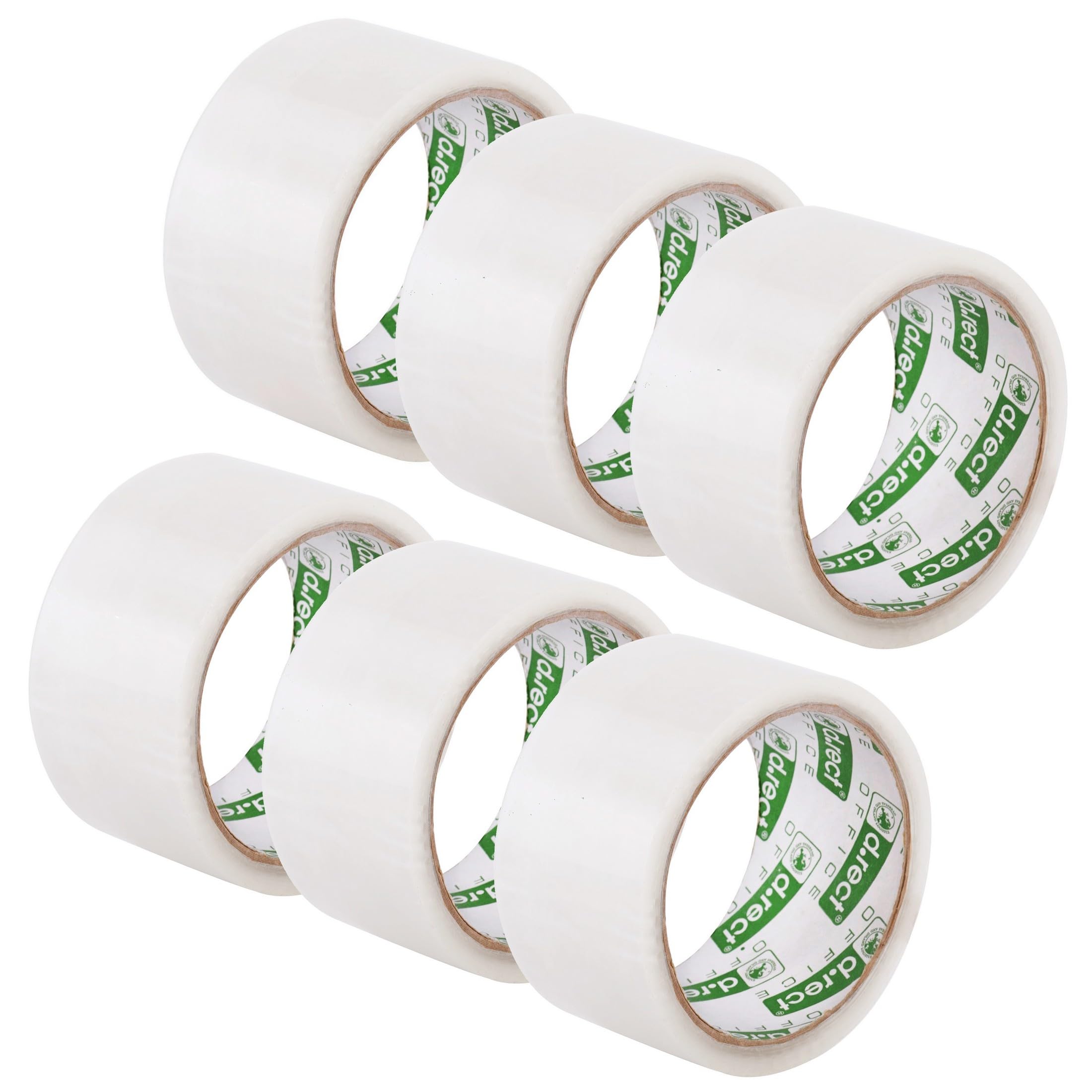D.RECT Packing Tape Transparent 6 Rolls - Strong Parcel Tape 50m x 48mm - Packaging Tape for Parcels and Boxes, Moving House