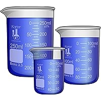 Karter Scientific 214T2, 3.3 Boro, Griffin Low Form, Glass Beaker Set - 3 Sizes - 50ml, 100ml, 250ml
