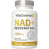 VitaCosmoX NAD+ Supplement 1,200mg per Serving,120 Capsules (Nicotinamide Adenine Dinucleotide) - 60 Servings, Gluten-Free, Vegan