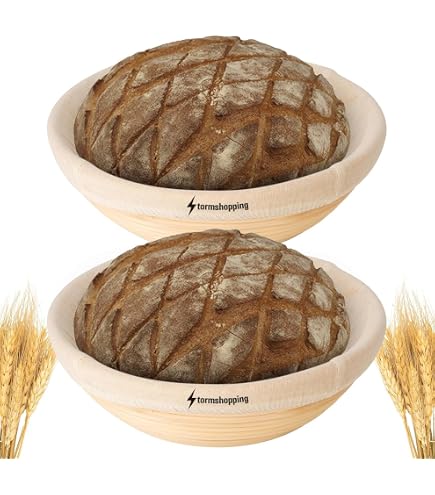 Sourdough Proofing Baskets Set - 2 Round 9" Banneton Baskets With Liners, Rattan Bread Rising Bowls - View #10