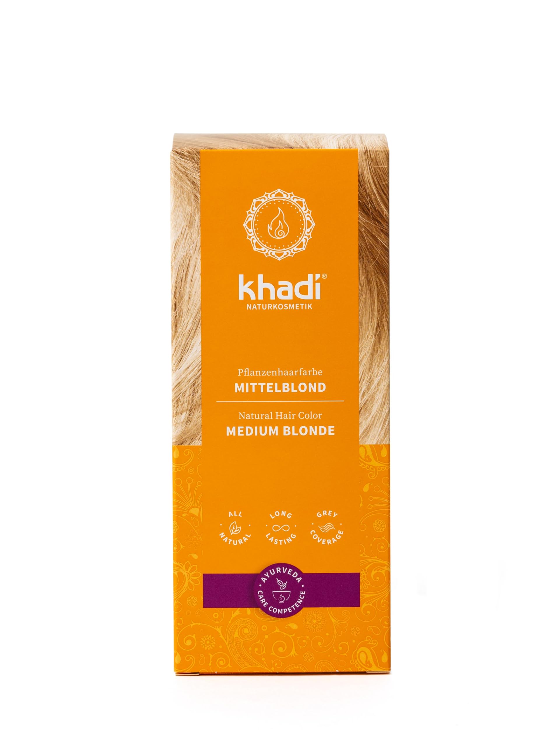 khadi MEDIUM BLONDE Natural Hair Colour - Dips your hair in a warm medium blonde with velvety Colour reflections - 100% herbal & natural - 100g — image 1