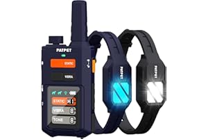 PATPET Dog Training Collar with Remote, 4200FT E-Collar with LED Light, 3 Training Modes Beep, Vibration, Static, Rechargeable Electric Collar for Medium Large Dogs