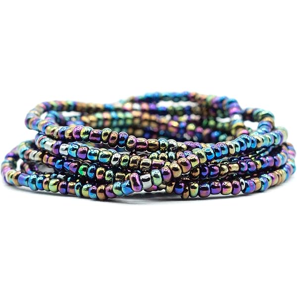 thumbnail interactive-video image 1 of African Tie-On Waist Beads – Blue Belly Chain For Weight Loss Awareness (30-50 Inch, Handmade Togo) 1 of 3
