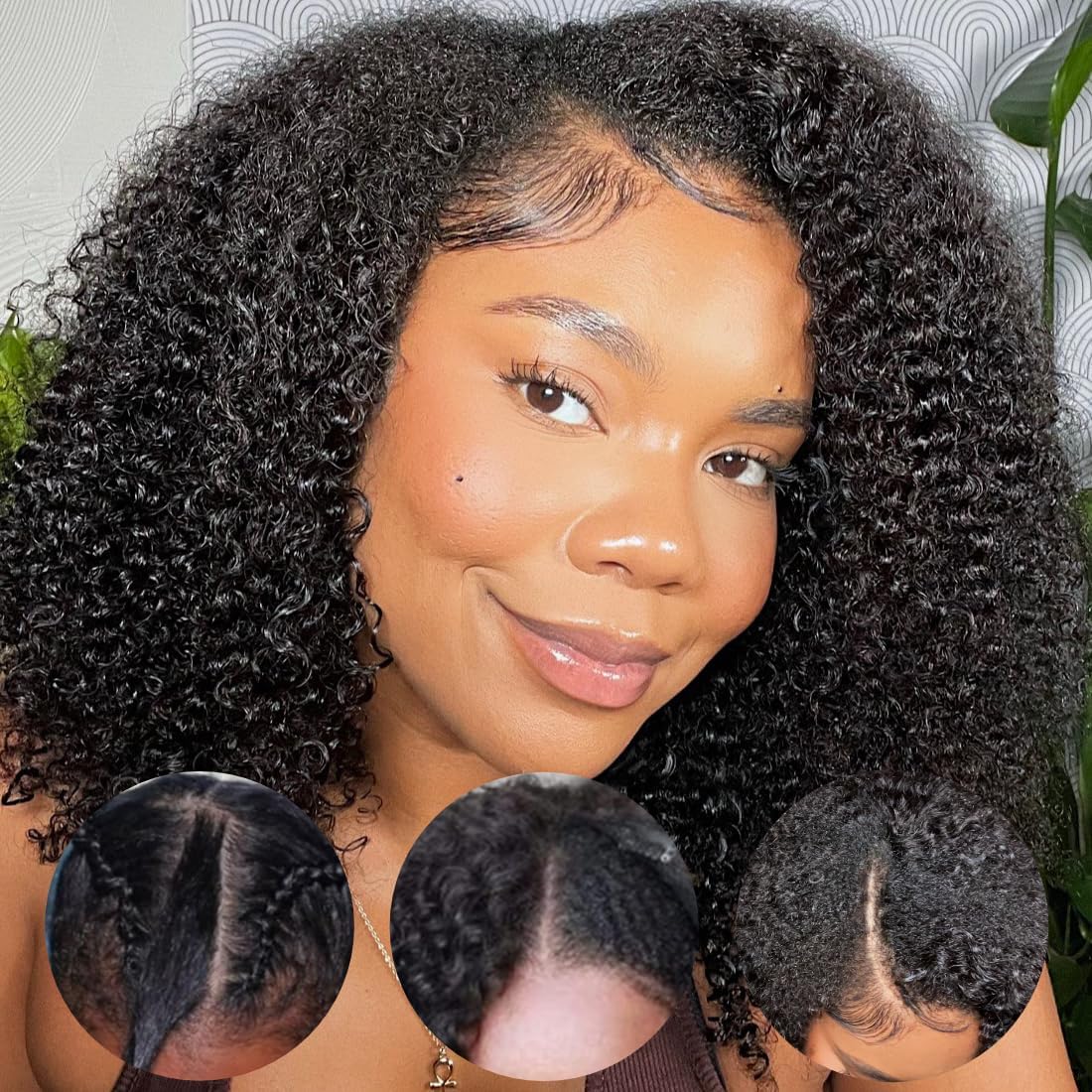 V Part Wig Human Hair for Women Upgrade U Part Wig Human Hair 150% density No Leave Out No Sew in Beginner Friendly Natural Black Color 16 inch