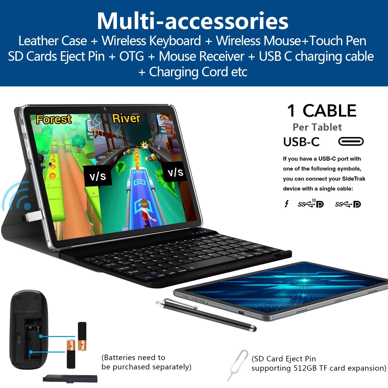 Mua 2025 Latest 2 in 1 Tablet 128GB Storage+1TB Expand 10 inch Tablets ...