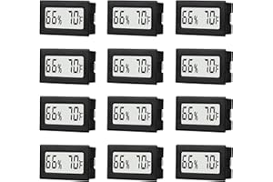 TASOGEN 12 Pack Mini Small Digital Hygrometer Thermometer Indoor Temperature and Humidity Meter Gauge with Temp Humidity Sensor Monitor Fahrenheit (℉) for Jars,Home,Room