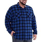 BEFRIED Flannel Shirt for Men Big and Tall (Size XL-6XLT) Button Down Long Sleeve Plaid Shirts Mens Casual Daily Fall Shirts