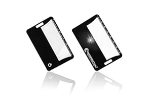 C CMOREDETAIL 2 Credit Card Size Fresnel Lens 3x Lighted Magnifiers, Ideal Pocket Magnifier for Reading, Reading Magnifier for Menus, Magnifying Glass with Light or Accessory for ID Badge Holder Retractable Lanyard