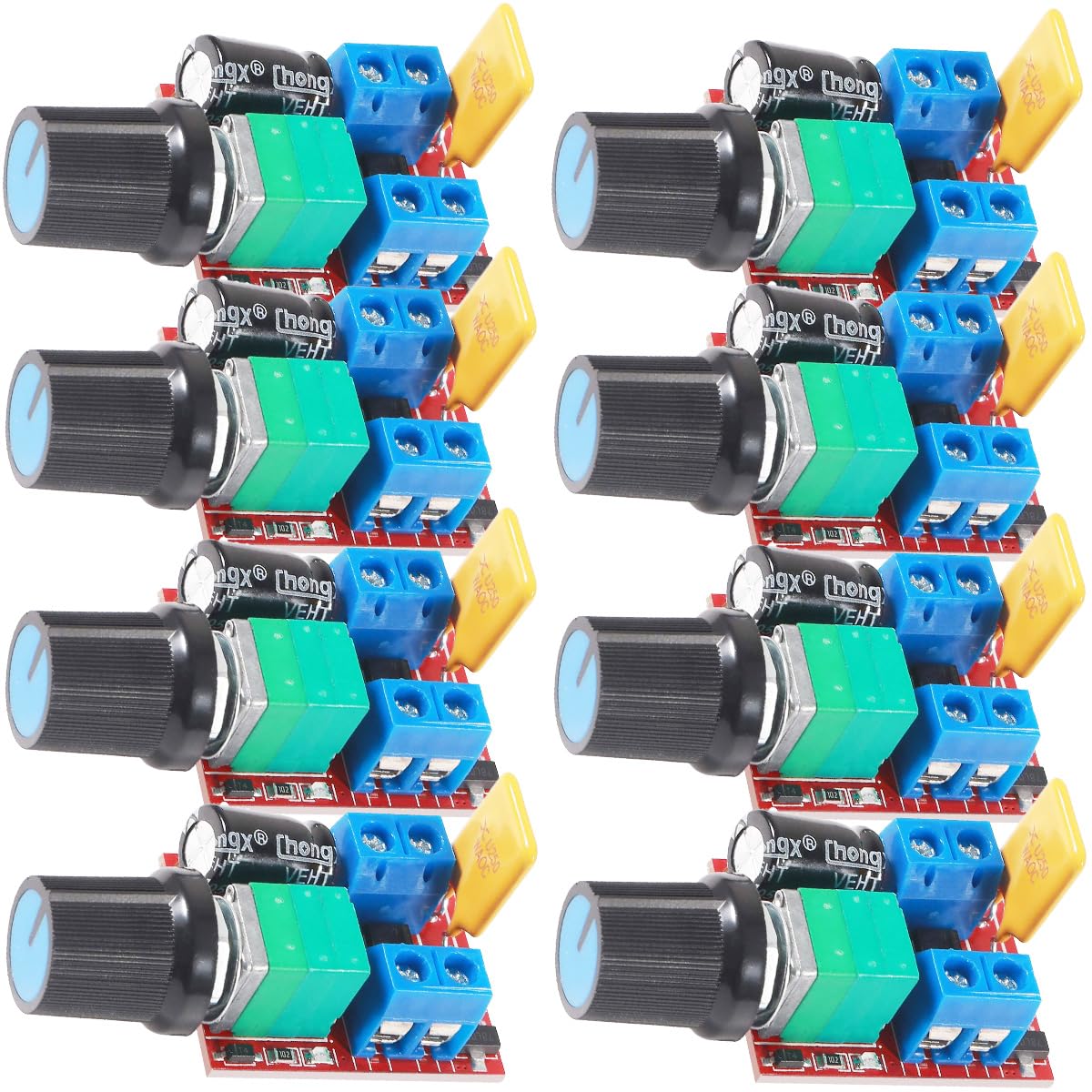 Youmile 8 pcs DC Motor PWM Speed Controller 5A 90W DC 3V 6V 12V 24V 35V peed Control Switch Mini LED Dimmer With resettable fuse LED Indicator Switch