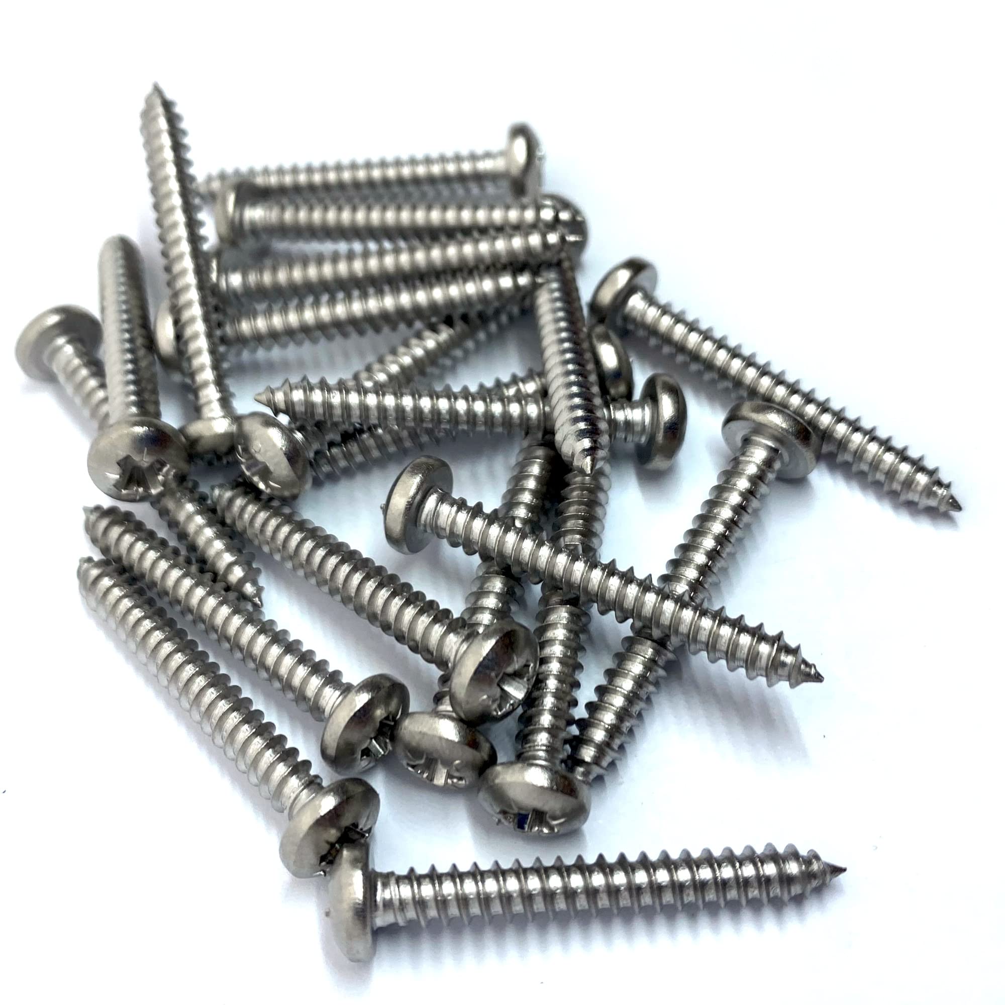 No.8 x 1.1/4" (4.2mm x 32mm) Pozi Pan Self-Tapping Screw DIN7981 - A4 (316) Stainless Steel (Pack of 20)