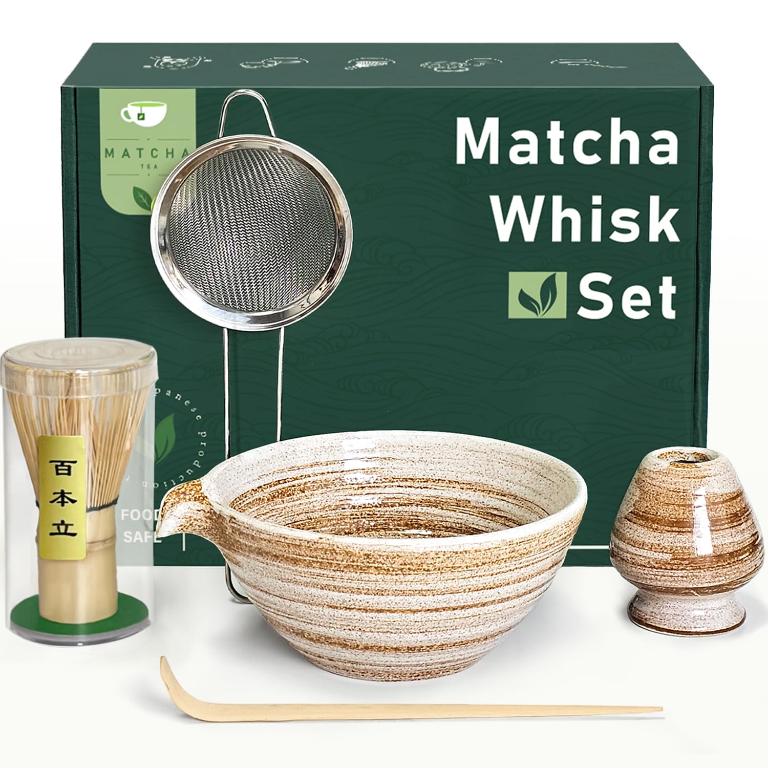 Photo 1 of ***FACTORY SEALED***Maaacute Matcha Whisk Set with Matcha Bowl, Matcha Whisk Holder Matcha Bamboo Whisks, Scoop, Sifter, Unique Gifts for Women Men Girl Friend Home Kitchen Decor Gifts for Tea Enthusiasts Christmas