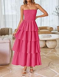 ZESICA Women‘s Summer Boho Strapless Maxi Dress