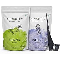 Mi Nature Hair Dye DIY Combo | Henna & Indigo Powder with Applicator |From Pure Dried Leaves| Sourced from Rajasthan for Blac