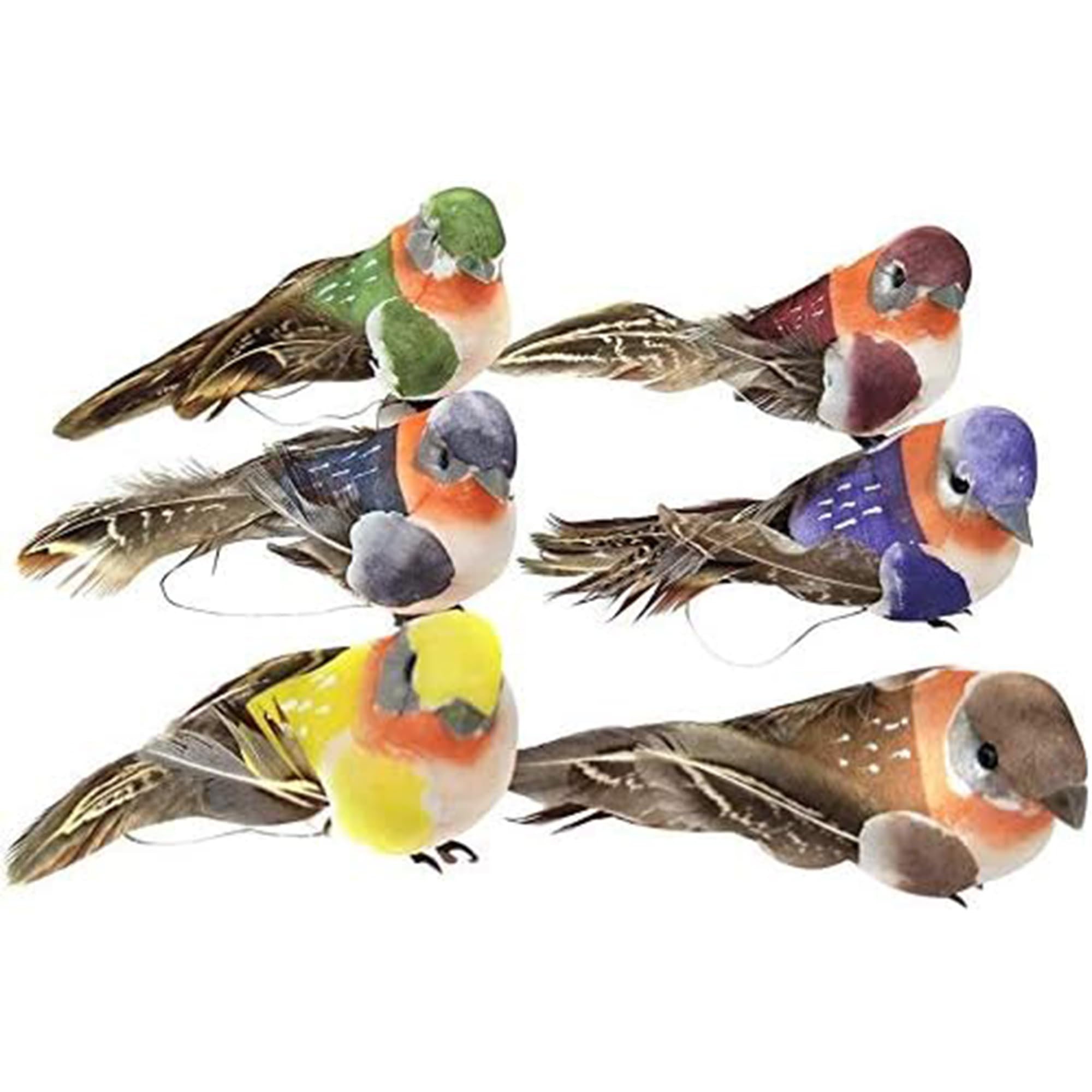 SHANGHh 6 PCS Artificial Birds, Bird Ornaments, Decorative Fake Birds, Artificial Bubble Bird for DIY Crafts, Garden, Christmas Tree Ornament, Home Party Decors