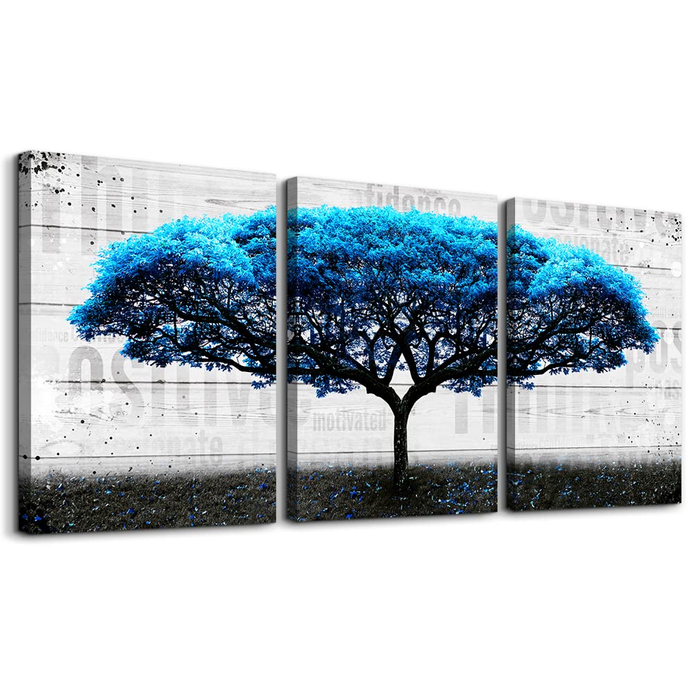 MHARTK66 Blue Large Tree Canvas Wall Art for Living Room, Inspirational Modern Artwork Motivational Office Study Art Print Decorations Bedroom Bathroom Dining Room