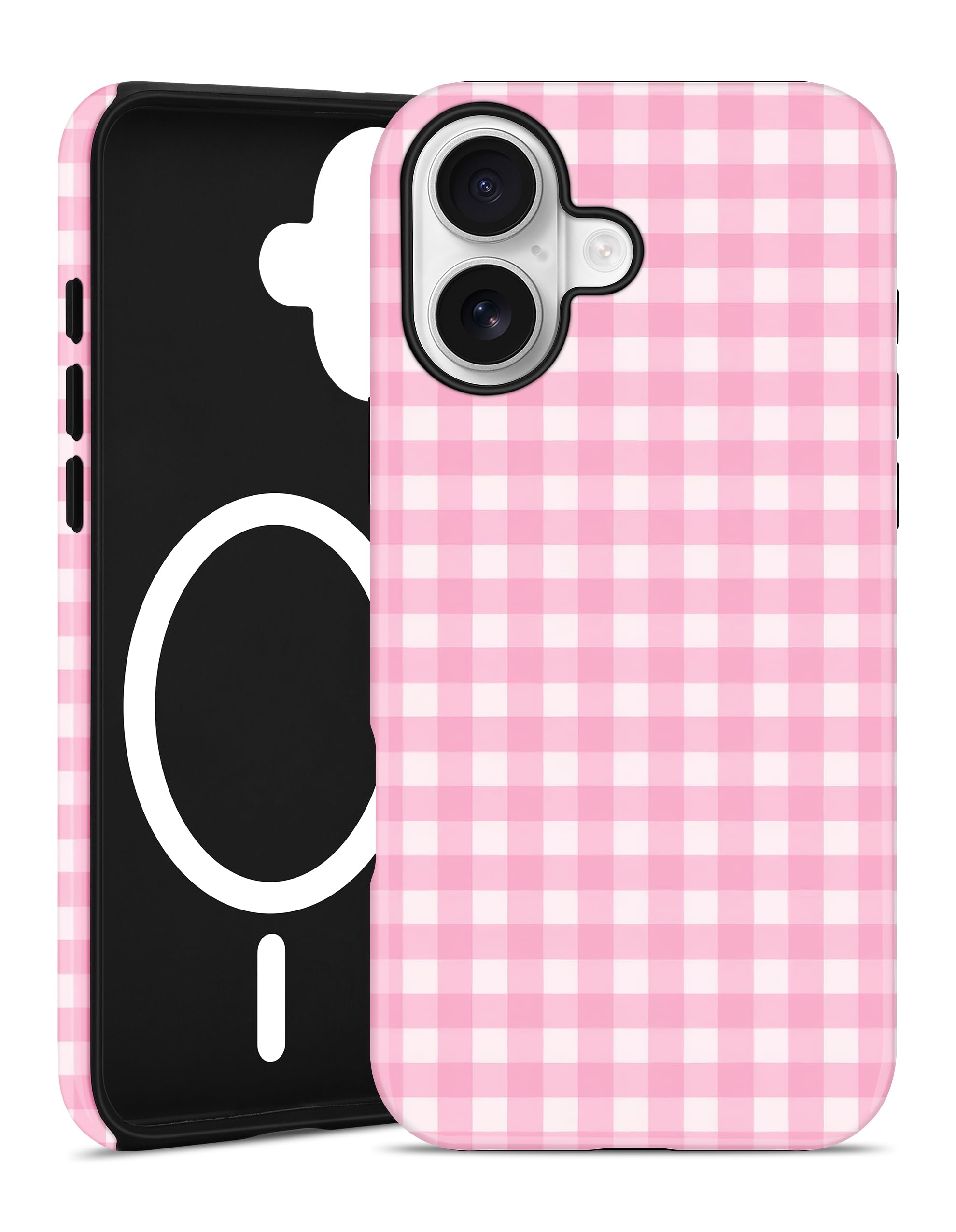 Aitipy Compatible with MagSafe Plaid Phone Case for iPhone 17, Magnetic Cute Aesthetic Gingham Soft TPU and Hard PC Shockproof Protective Phone Cover for Women Girls-Pink