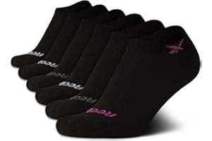 Reebok Girls' Cushioned Comfort Athletic Performance No-Show Ankle Low Cut Socks (6 Pack)