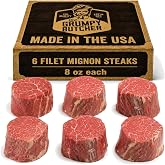 Grumpy Butcher Large Filet Mignon Steaks, 6 Pack, 3 lb | 8 oz each, tender Beef Tenderloin with mild buttery flavor, USDA Choice steak meat, flash-frozen steaks for delivery