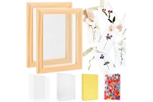 Aboofx Paper Making Kit, A7 Size Mini Paper Making Screen Frame Kit, Wooden Mold and Deckle with Mesh, Absorbent Papers, Spon