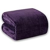 Oversized King Fleece Blanket 120x120 Inches, Seamless Soft Cozy 3D Jacquard Flannel Blanket 10'x10' Extra Large for Bed, Sofa, Couch, Travel & Camping, California King Throw, Purple Leaf