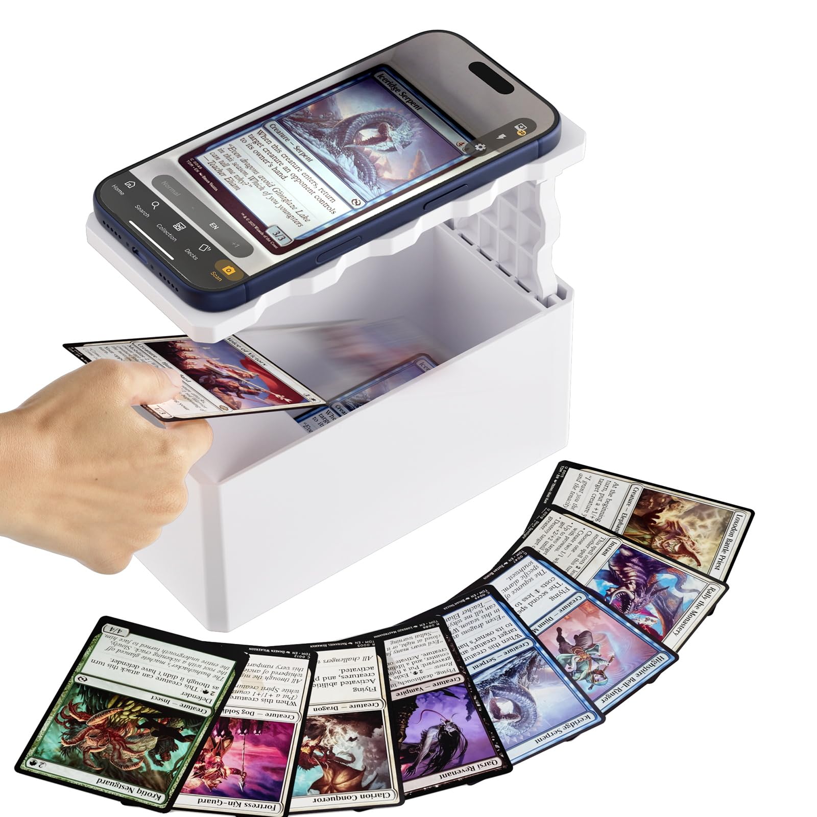 ALAFLY MTG Card Scanner Phone Holder, Compatible with Standard Size Unsleeved Trading Cards, Technical ABS Easily scanning TCG Cards, Adjustable Height, Works with ManaBox App