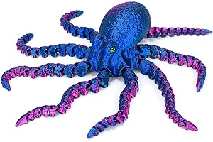 LYROYREG 3D Printed Octopus Animals Toy, Octopus Fidget Toy for Autism ADHD 3D Printed Gift DIY Creative Ornament Articulated Dragon Toys Home Decor for Christmas… (Purple-Eye)