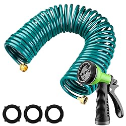Pangda 25 Ft x 3/8'' Coil Garden Hose EVA Recoil