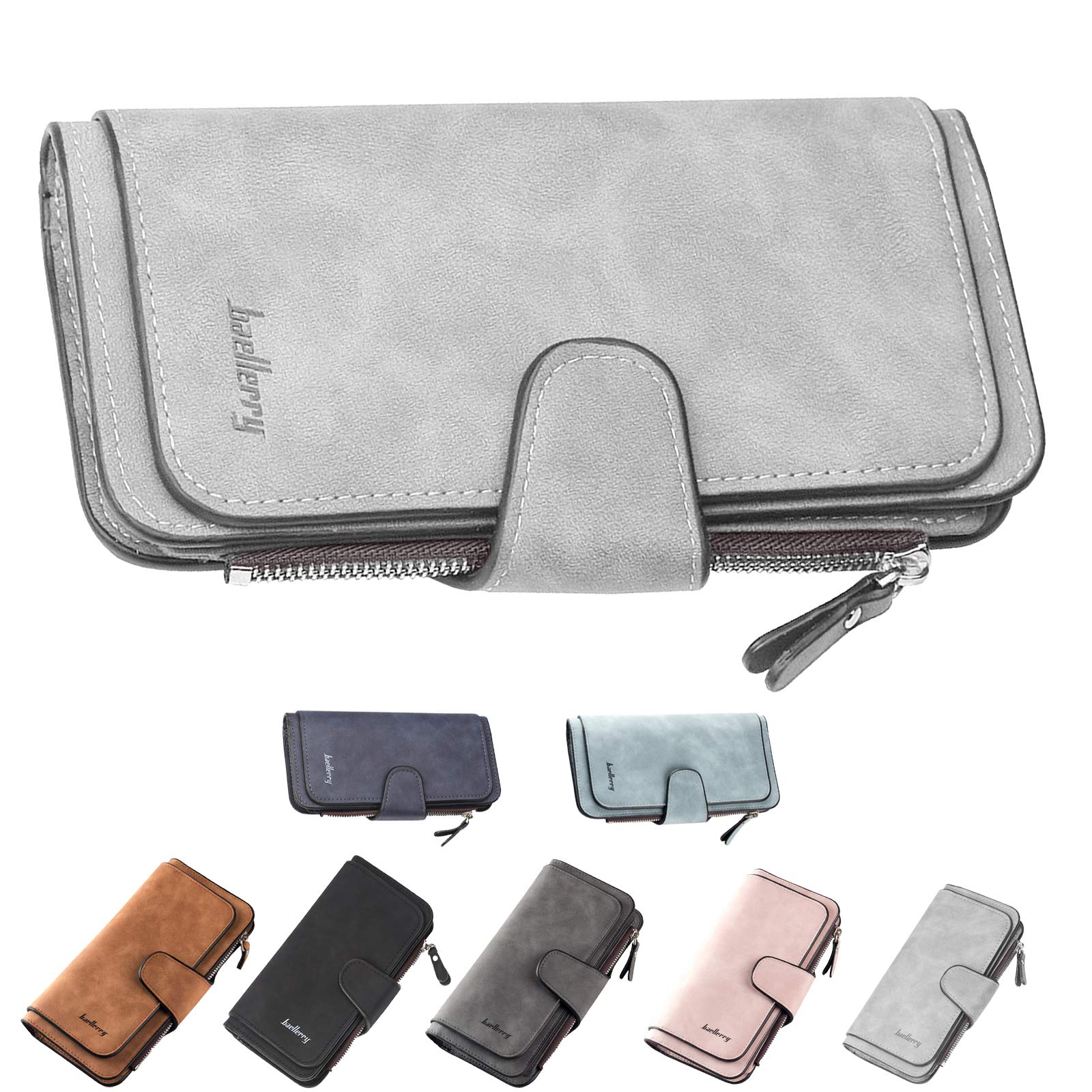 ZhengYue Ladies Purse Women's Wallet RFID Blocking-Soft Leather Purses for Women with Multiple Card Slots,Coin Pocket & Roomy Compartment Grey