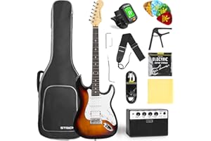 STRICH Electric Guitar Beginner Kit, Solid Body 39" Full Size Electric Guitar HSS Pick Up for Starter, with 10W Amp, Bag, Dig