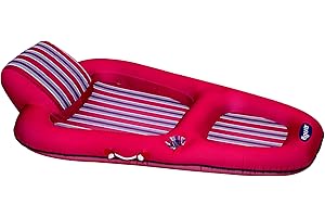 AQUA LEISURE Aqua Luxury Water Pool Lounge – Extra Large – Inflatable Pool Floats for Adults with Headrest, Backrest, Footrest & Cupholder – Multiple Colors/Styles