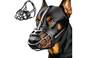 KANUOC Dog Muzzle, Breathable Basket Muzzles for Small Medium Large Sized Dogs, Adjustable Humane Cage Mouth Cover for Scavenging Grooming Biting Chewing, Allows Panting and Drinking(Soft Rubber, L)