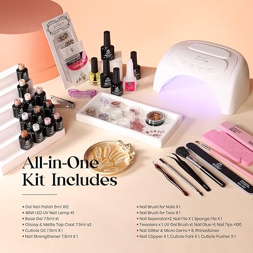 Beetles Gel Nail Polish Kit with U V Light - 80Pcs Color Enchantment 55  Colors Gel Polish Starter