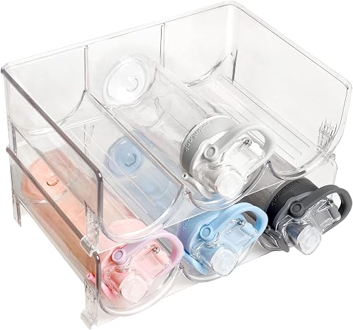 Plastic Water Bottle Organizer, 2 Pack Stackable Bottle Holder Storage ...