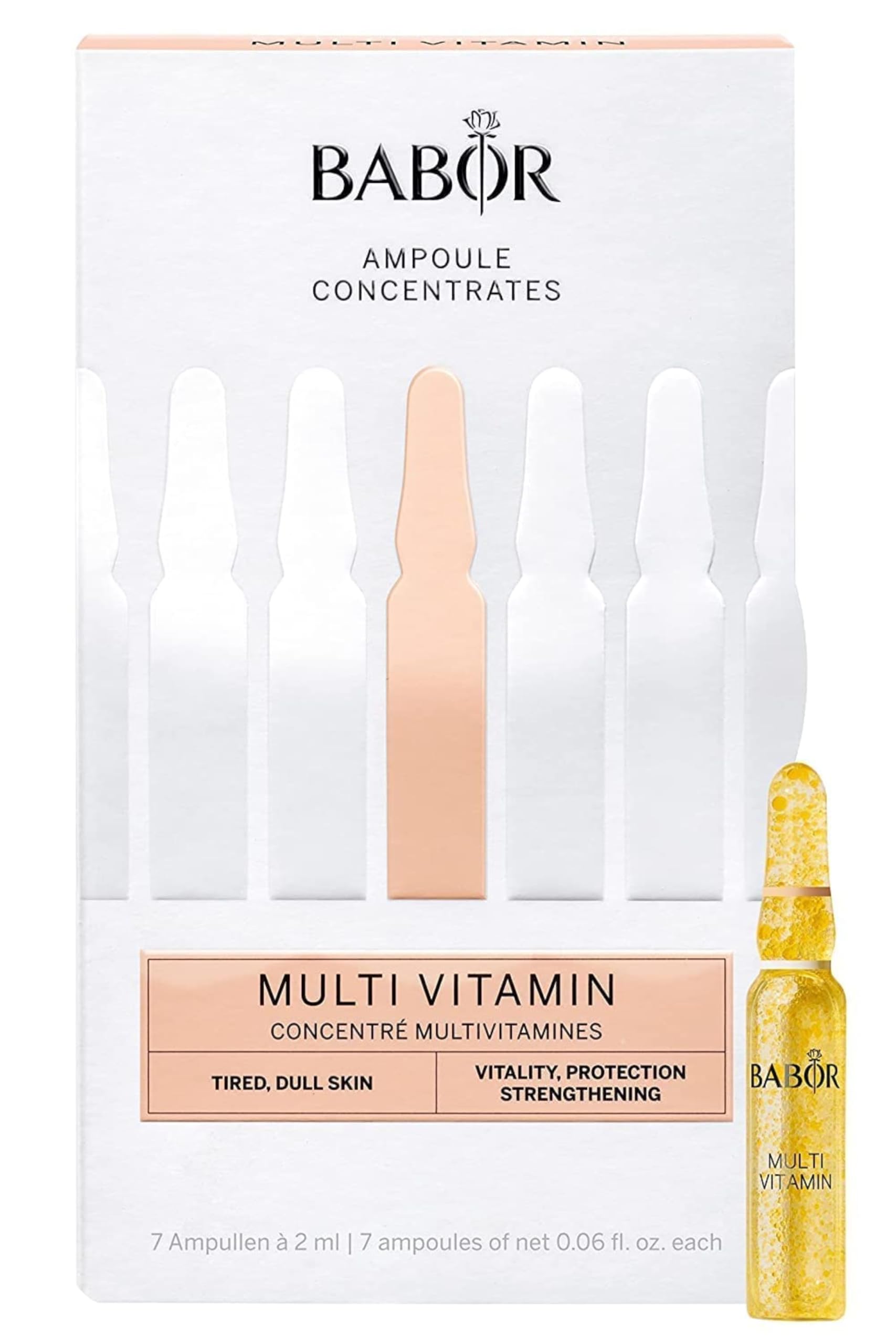 BABOR AMPOULE CONCENTRATES Multi-Vitamin, anti-aging retinol serum to strengthen and protect, with biotin & vitamin A, B5 and E, 14ml