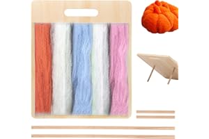 Wool Blending Board Carding Brush Set, Wool Hand Carder and Fiber Blending Board with Board and 2Pcs Wood Stick for Mix Color
