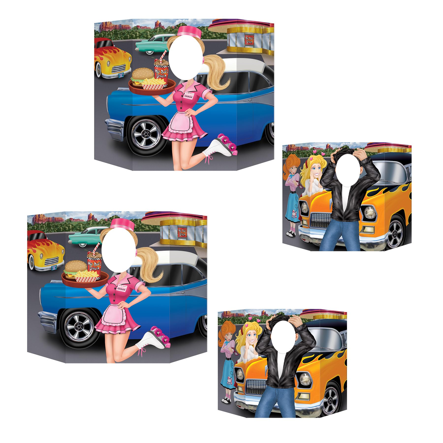 Beistle S57852AZ2 Car Hop/Greaser Photo Prop 2 Piece, Cardstock, Multi Color