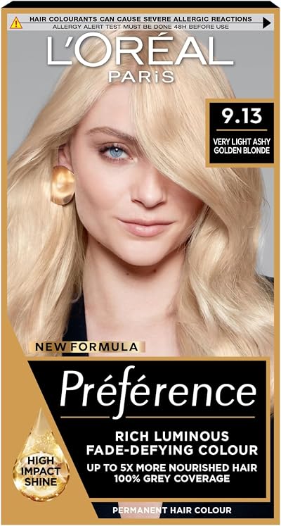 L'Oreal Paris Preference 9.13 Baikal Permanent Hair Dye 100% Grey Coverage