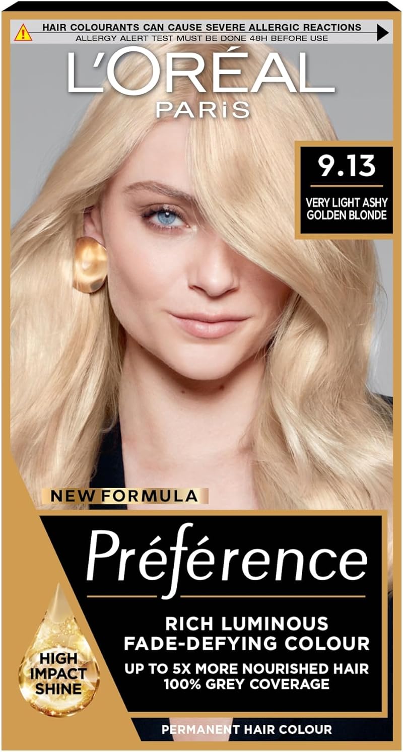 L'Oreal Paris Preference 9.13 Baikal Permanent Hair Dye 100% Grey Coverage